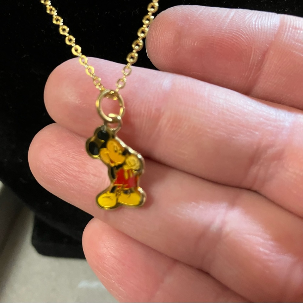 Vintage Disney Mickey Mouse Dainty Necklace Made in Taiwan 18” Gold Tone Kidcore